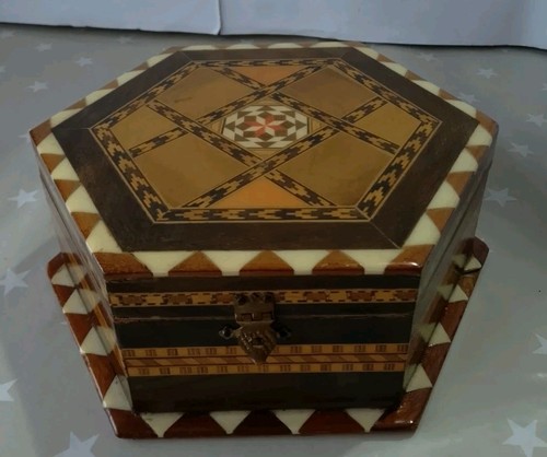 Vintage hexagonal marquetry - hexagonal,