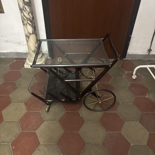 Carrellino legno ottone - legno,