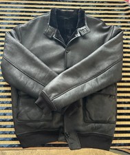 VINTAGE  GIUBBOTTO - NERO  - PELLE - Ecofur - Taglia L -