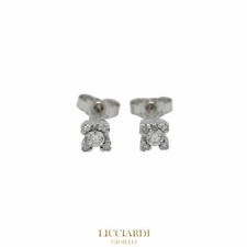 Orecchini punto luce fiore oro bianco 18kt e diamanti