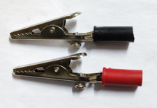 5X COPPIE PINZETTE COCCODRILLO ROSSO/NERO, NUOVE