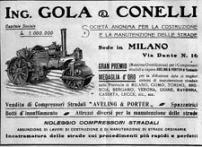 PUBBLICITA' 1907 AVELING & PORTER RULLO COMPRESSORE ROADROLLER GOLA CONELLI