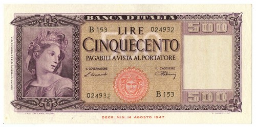 Italia lire 500 repubblica - lire,
