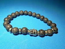 Braccialetto Buddah in perline nere Black elasticizzato unisex bracciale