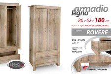 MAX Armadio Guardaroba moderno 2 Ante Appendiabiti 2 CASSETTI ROVERE 180*80*52cm