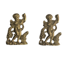 Coppia Fregi Cherubini Putti Stile Impero Ottone Fuso Restauro Mobili Antichi