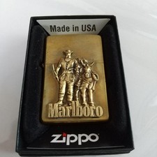Accendino Zippo Marlboro cowboy metallo ottone dorato
