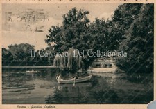 1940 PARMA Giardini Laghetto Famiglia su barca a remi Cartolina