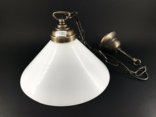 Lampadario a sospensione catena ottone con vetro opaline bianco da 25 cm ed E27