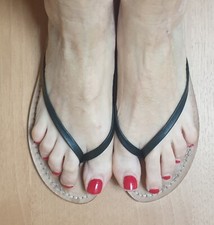 Sandalo nero infradito artigianale Capri tg 38 PURO CUOIO