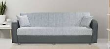 DIVANO LETTO 3 POSTI  RECLINABILE Tessuto E Contenitore Grigio L220X D:78 X H80