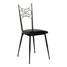 Sedia Vintage Metallo Smaltato Ottone Italia Anni 50