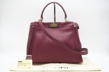 Borsa FENDI 2WAY Peekaboo in pelle bordeaux regolare 12,9 * 9,4 * 5,1 pollici