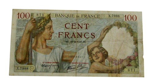 Banconota 100 franchi - franchi, francesi