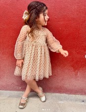 Zara Vestito Bambina Bambina con Motivo Cuore, Crema/Marrone, Taglia 6