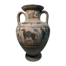 Vaso. Anfora Figure Nere Riproduzione Arte Etrusca H Cm 40