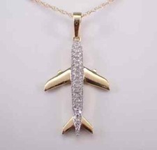 Ciondolo aereo in vera moissanite taglio tondo 1,00 ct placcato oro giallo 14 carati argento