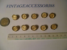 10 BOTTONI DONNA POLO MAGLIA STEMMA METALLO COLOR ORO LUCIDO DIAMETRO CM 1,5