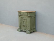 Credenza mobiletto ad un'anta laccata Shabby Chic con top in noce, '900!