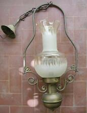 ANTICA LANTERNA LAMPIONE LAMPADARIO ad OLIO in OTTONE CRISTALLO 