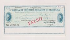 Miniassegni  FALSI - 200 lire Ferrara 10.08.76 - timbro falso