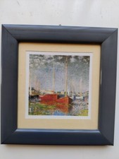 Quadro piccolo riproduzione di Monet barche rosse Argenteuil cornice in legno [4