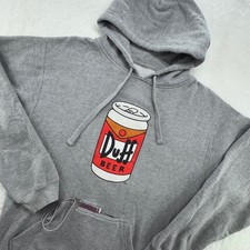 Felpa con cappuccio grafica The Simpsons Duff Beer grigio opaco Groening con licenza uomo L