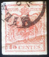 Antichi Stati - Veneto 1850 - Stemma Aquila bicipite 15 c. - usato - Unif. 3