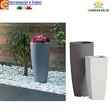 Vaso Alto di Arredamento Fioriera in Resina Per Interno Esterno Bianco Grigio