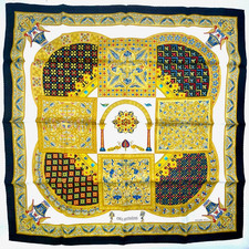 Sciarpa cielo bizantino HERMES Carre 90 seta 100% con scatola