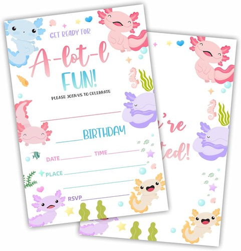 Axolotl set invito festa - axolotl,