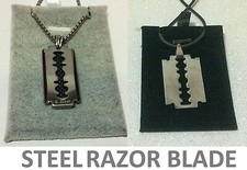 COLLANA CIONDOLO ACCIAIO LAMETTA RAZOR BLADE NECKLACE MODA 