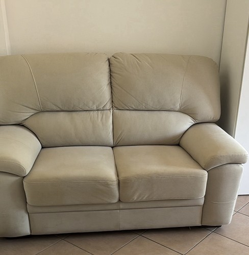 Divano posti pelle beige - 2,