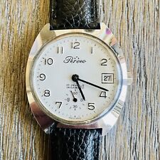 Orologio Uomo PERSEO Vintage Svizzero 17 Jewels Meccanico Data Piccoli Secondi 35mm A+