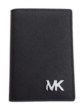 MICHAEL KORS - ASTUCCIO CARTE ASSEGNI CREDIT CARD CASE - COOPER - PELLE NERO - NUOVO