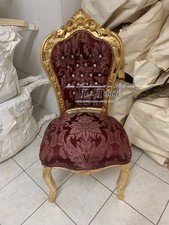 Sedia poltrona antica still Luigi XV legno oro Tessuto bordeaux swarovski AL1826