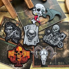 Teschio biker ferro su toppa