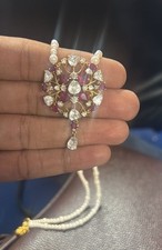 CIONDOLO ORO 14 KT TAGLIO ROSA DIAMANTE E RUBINO