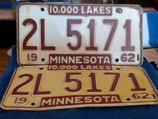 Minnesota 1962 Coppia Targhe