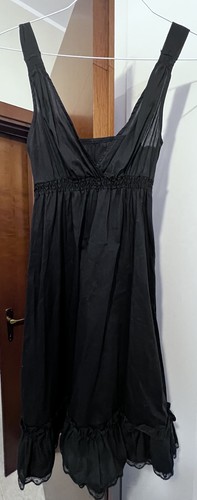 Abito nero svasato con rouches - abito,