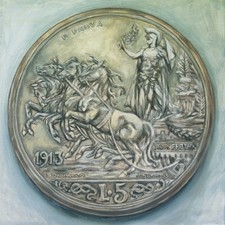 5 Lire 1914 PROVA di Stampa – Quadriga Briosa - Opera con Perizia - Quadro 50x50
