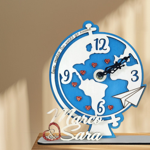 Orologio mappamondo legno - in,