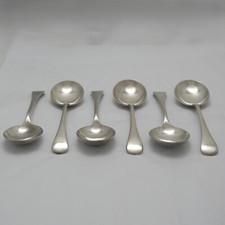 OLD ENGLISH Design James Dixon Sheffield Silver Servizio Posate Sei Cucchiai Zuppa