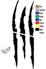 Kit 2 Adesivi graffio artigli sticker vinile tuning auto moto casco prespaziato