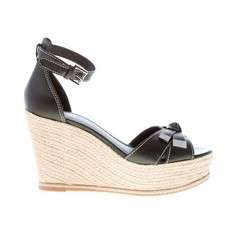 MICHAEL KORS scarpe donna Sandalo Ripley Wedge pelle nero zeppa corda 11 cm