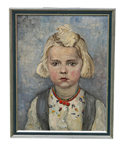 Ritratto bambina olio tela - ritratto, su