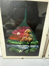 3 DIPINTI A MANO SU FOGLIA DI