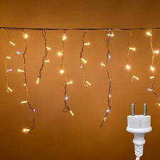 Tenda luminosa natalizia con 152 LED da 6MT prolungabili IP44 luce calda + flash