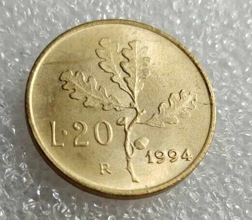 Moneta lire ramo quercia - ramo, di