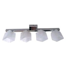 Applique Moderna Da Parete Soffitto Faretto Specchio 4 Luci In Vetro Bianco 